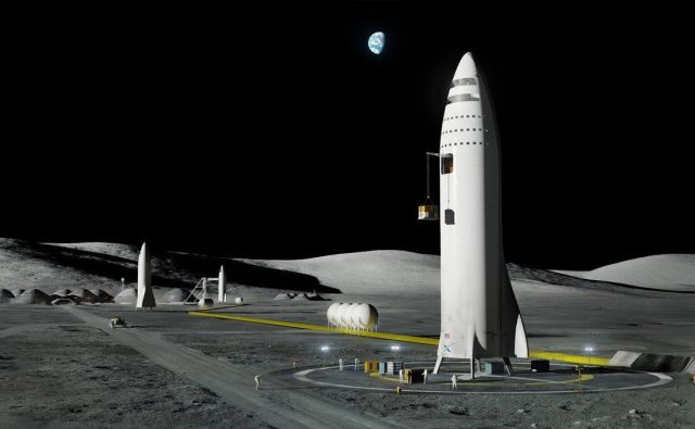 Umetniška upodobitev BFR na Luni FOTO: SpaceX/AP