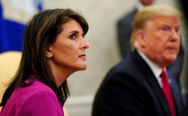 Ameriška veleposlanica pri ZN Nikki Haley je odstopila FOTO: Jonathan Ernst/Reuters