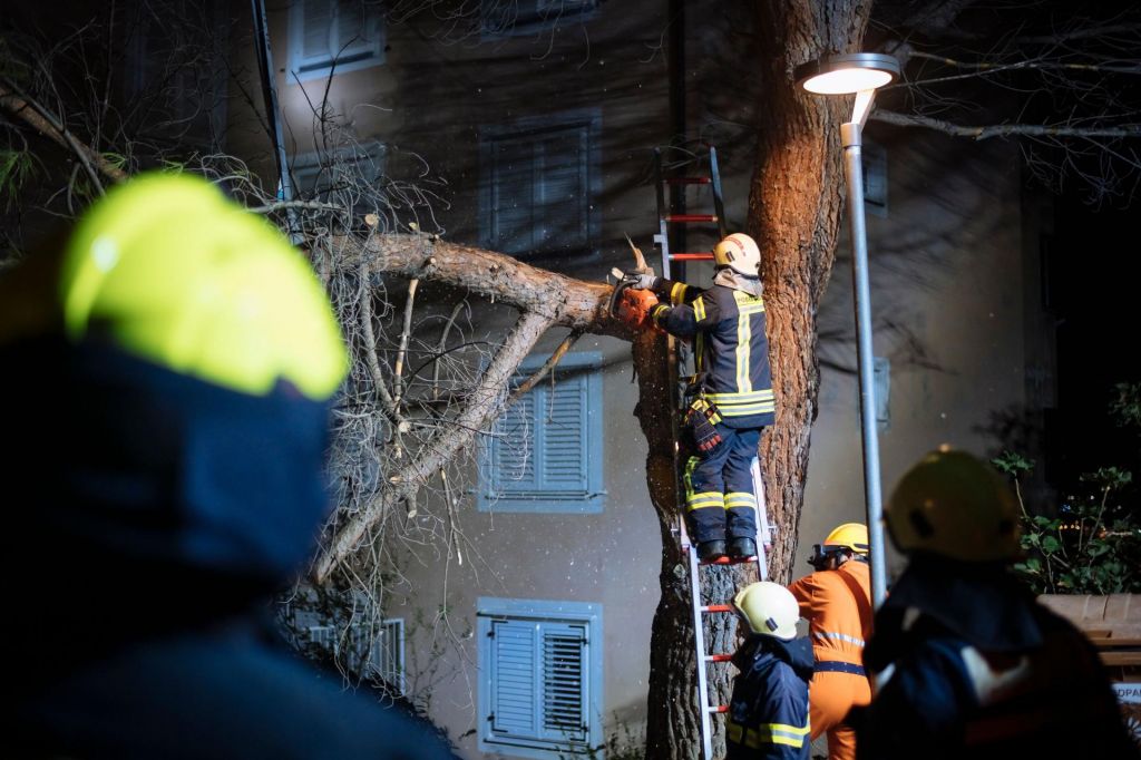 FOTO:Gasilci imeli polne roke dela: močan veter podiral drevesa, meteorna voda zalivala objekte (VIDEO)