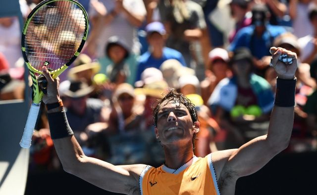 Rafael Nadal si je po zmagi dal duška pred sedmo silo. FOTO: Jewel Samad/AFP