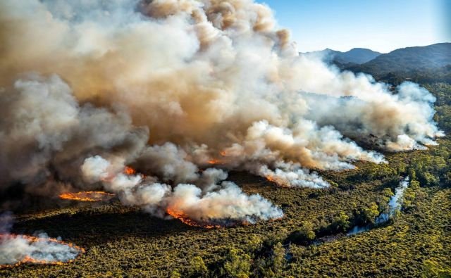 Iz Tasmanije poročajo, da so nekateri požari zelo obsežni. FOTO: Reuters