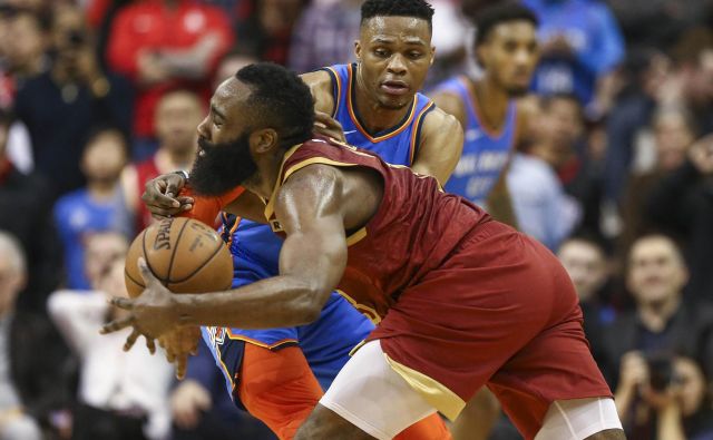 Russell Westbrook in James Harden podirata rekorde v ligi NBA. FOTO: Troy Taormina/Reuters