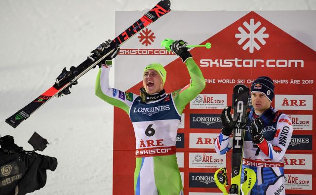 Štefan Hadalin je imel obilo razlogov za zadovoljstvo. FOTO: Jonathan Nackstrand/AFP