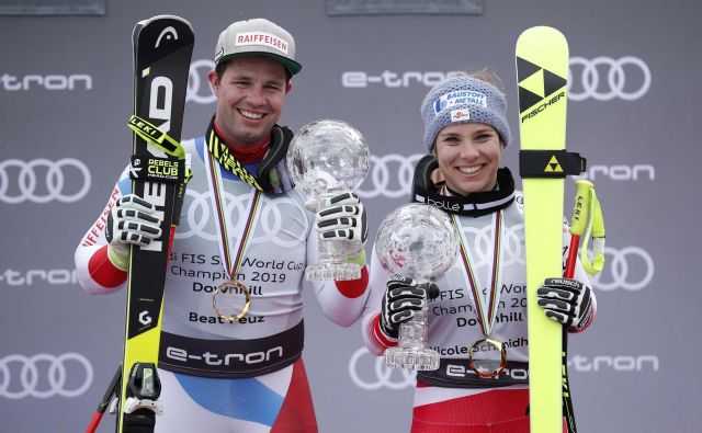 Beat Feuz in Nicole Schmidhofer sta najboljša smukača v sezoni za svetovni pokal. FOTO: Reuters