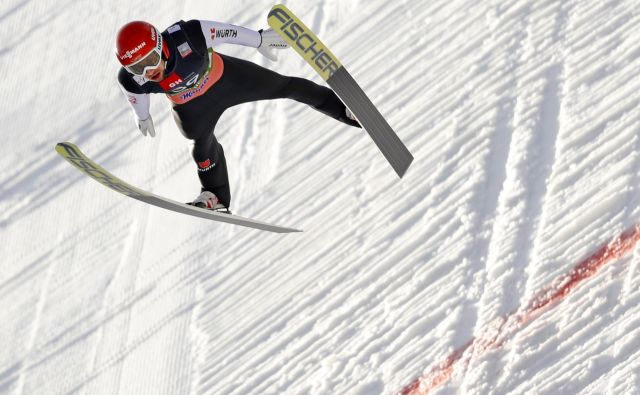 Markus Eisenbichler med tekmo v Planici. FOTO: Matej Družnik/Delo