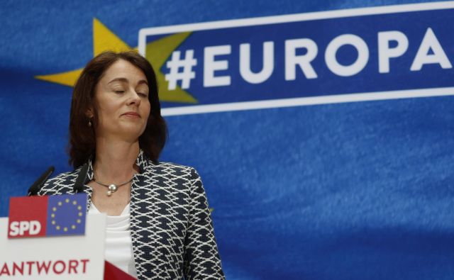 Socialni demokrati (SPD) so na evropskih volitvah z vodilno kandidatko Katarino Barley doživeli pravi polom. V stranki gre za vprašanje preživetja. FOTO: Reuters