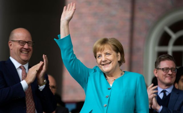 Nemška kanclerka Angela Merkel v Harvardu. FOTO: AFP<br />
 