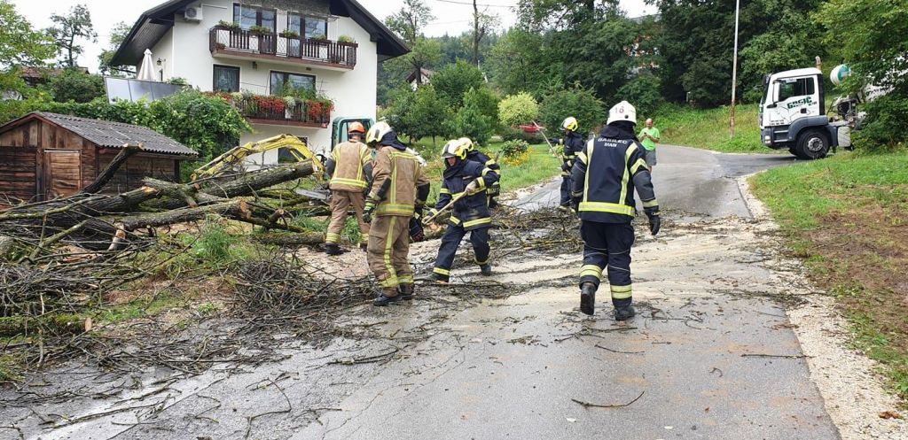 FOTO:Veter ponekod ruval drevesa, strela je udarila v tri stanovanjske hiše