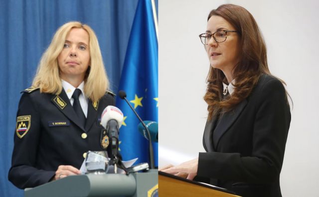 Generalna direktorica policije Tatjana Bobnar in ministrica za pravosodje Andreja Katič. FOTO: Delo