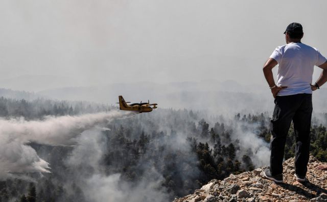 V gašenju sodeluje več kot 200 gasilcev. FOTO: Louisa Gouliamaki/AFP