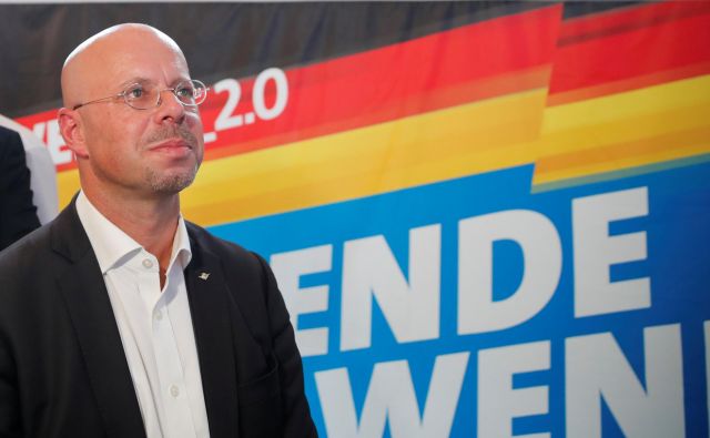 Glavni kandidat AfD v Brandenburgu Andreas Kalbitz je lahko z rezultati stranke izjemno zadovoljen. Foto Reuters