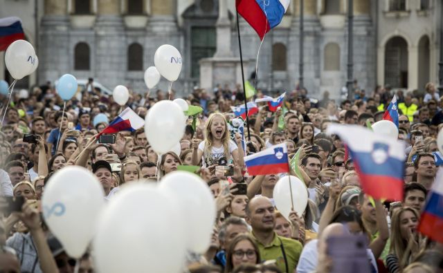 Sprejem za slovenske športnike na Kongresnem trgu v Ljubljani.  Foto Voranc Vogel