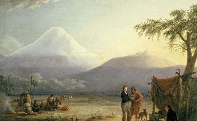 Humboldt in njegov sodelavec Aimé Bonpland v bližini vulkana Chimborazo. Foto Slika: Friedrich Georg Weitsch (1810)