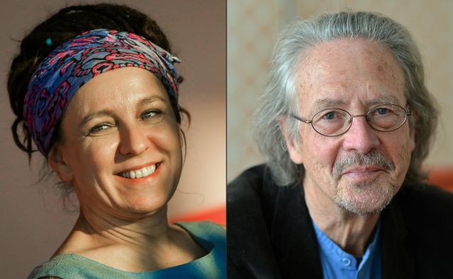 Švedska akademija je odločila. Nobelovi nagradi za književnost za leti 2018 in 2019 prejmeta Poljakinja Olga Tokarczuk in Avstrijec slovenskega rodu Peter Handke. FOTO: Barbara Gindl/Afp