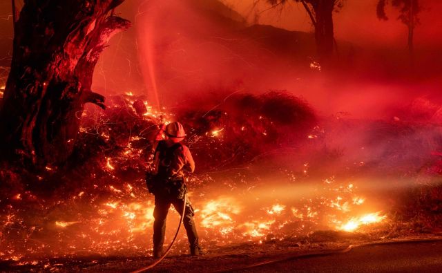 Neumornim gasilcem je uspelo omejiti požar Kincade, ki divja severno od San Francisca in je pregnal od doma okoli 180.000 ljudi. Večina se jih je že vrnila. FOTO: AFP