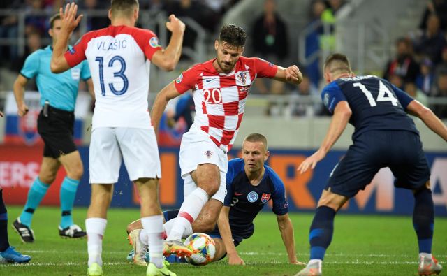 Dinamov napadalec Bruno Petković je bil največje presenečenje Hrvaške v prvem dvoboju v Trnavi, kjer so Slovaki doživeli enega od najhujših domačih porazov (0:4). FOTO: Reuters