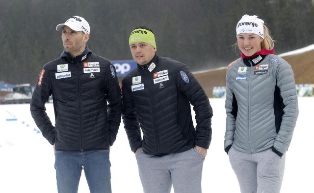 Nejc Brodar, Miha Šimenc in Anamarija Lampič so bili zelo zadovoljni z doseženim na novoletni turneji, zdaj pa je pred njimi že izziv tekme v Dresdnu. FOTO: Mavric Pivk/Delo