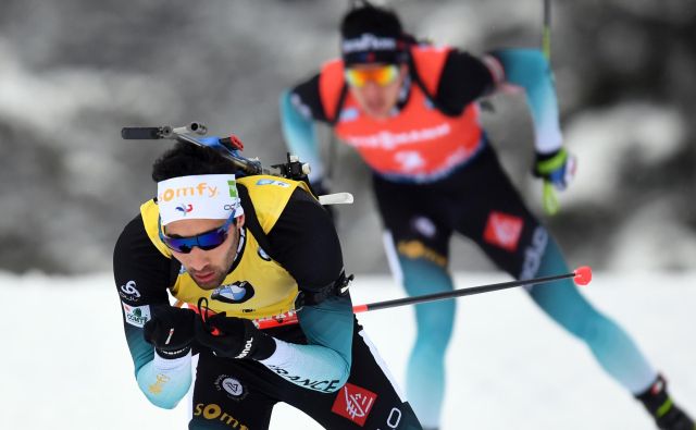 Francoz Martin Fourcade je dobil moško zasledovalno preizkušnjo svetovnega pokala v biatlonu. FOTO: Christof Stache/Afp