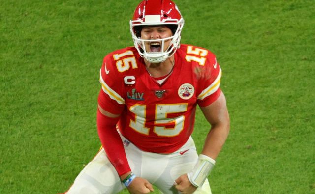 Patrick Mahomes se je takole veselil svojega touchdowna. FOTO: AFP