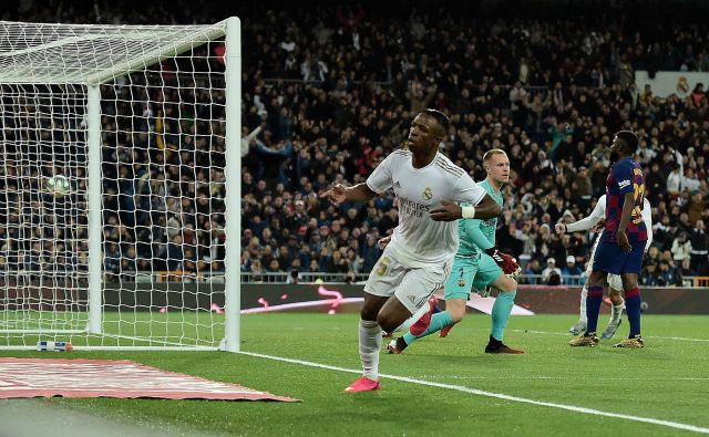 Brazilski napadalec Vinicius Junior je odločil nedeljski derbi španskega prvenstva. FOTO: AFP