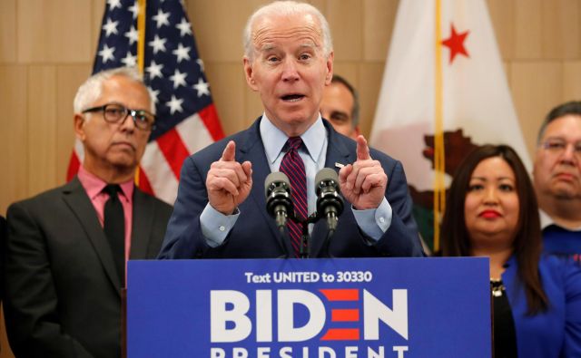 Demokratski predsedniški kandidat in nekdanji podpredsednik ZDA Joe Biden. Foto Mike Blake Reuters