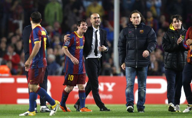 Lionel Messi in Pep Guardiola sta bila štiri leta nepogrešljiv dvojec pri Barceloni. FOTO: Reuters