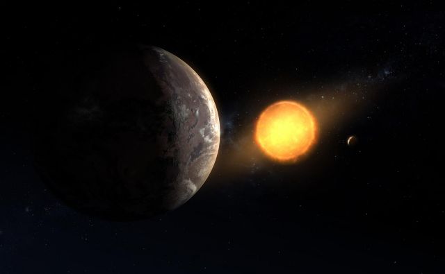 Upodobitev planeta Kepler 1649c ob rdeči pritlikavki.  FOTO: NASA/Ames Research Center/Daniel Rutter 