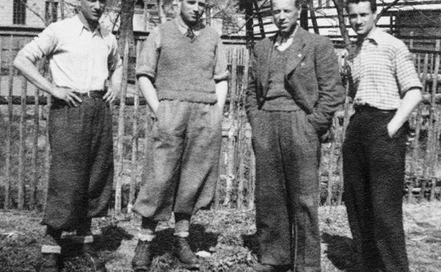 Zoran, Ostoj, Branimir in dr. Boris, sinovi dr. Henrika Tume, v zaporu, 2. april 1945 Foto družinski arhiv