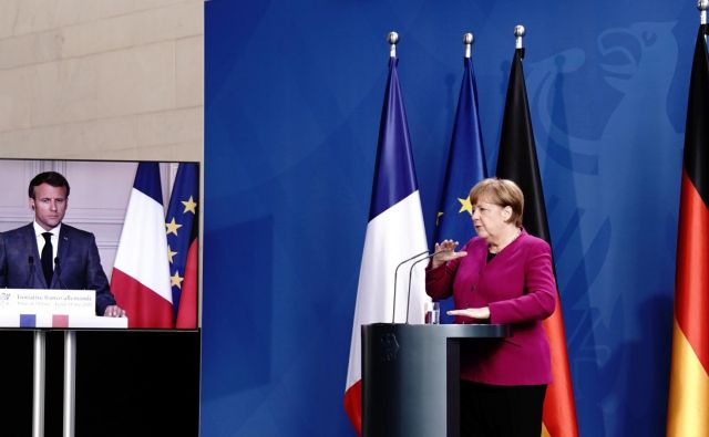 Angela Merkel in Emmanuel Macron sta napovedala 500 milijard evrov vreden sklad za najbolj prizadete države. FOTO: Reuters