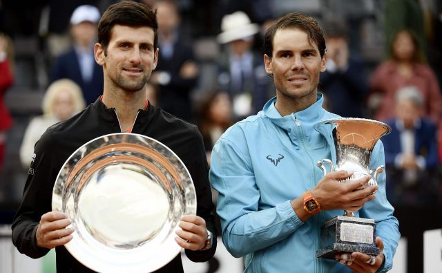 Lani je v finalu rimskega mastersa ATP serije 1000 zmagal Rafael Nadal, ki je premagal Novaka Đokovića s 6:0, 4:6, 6:1. FOTO: AFP