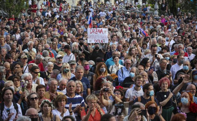 Protest ob dnevu državnosti. FOTO: Jože Suhadolnik/Delo