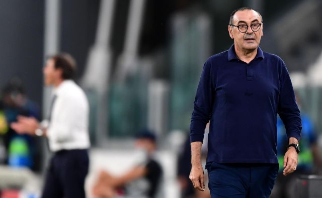 Trener Juventusa Maurizio Sarri ne razmišlja o slovesu od kluba, saj ima z njim sklenjeno veljavno pogodbo. FOTO: Miguel Medina/AFP