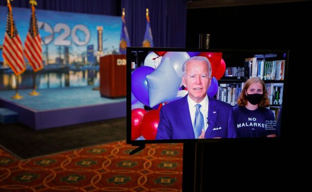 Demokratska stranka je v torek zvečer nekdanjega podpredsednika Joeja Bidna uradno nominirala za predsedniškega kandidata. Foto Brian Snyder/AFP
