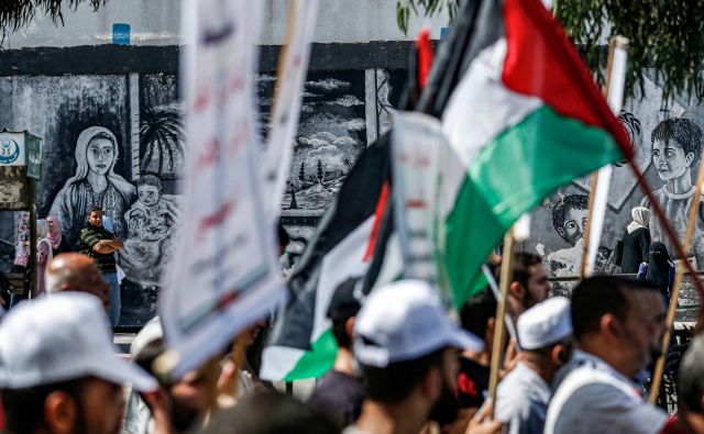 Protesti proti dogovoru Izraela in ZAE v Gazi. FOTO: Mohammed Abed / AFP