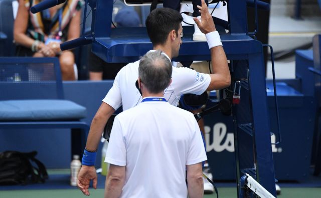 Novak Đoković se je tako odzval na odločitev uradne osebe turnirja v New Yorku. FOTO: Danielle Parhizkaran/USA Today Sports