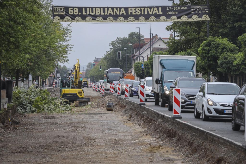 Počasna obnova Tržaške ceste v Ljubljani