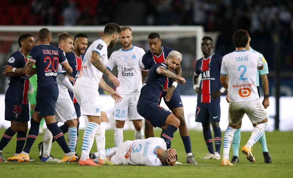 FOTO:V Parizu nov poraz PSG, pljunek Di Marie, med izključenimi tudi Neymar