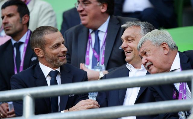 Predsednik UEFA Aleksander Čeferin ima v Viktorju Orbanu in Sandorju Csanyiju velika nogometna prijatelja in zaveznika. FOTO: Lisi Niesner/Reuters