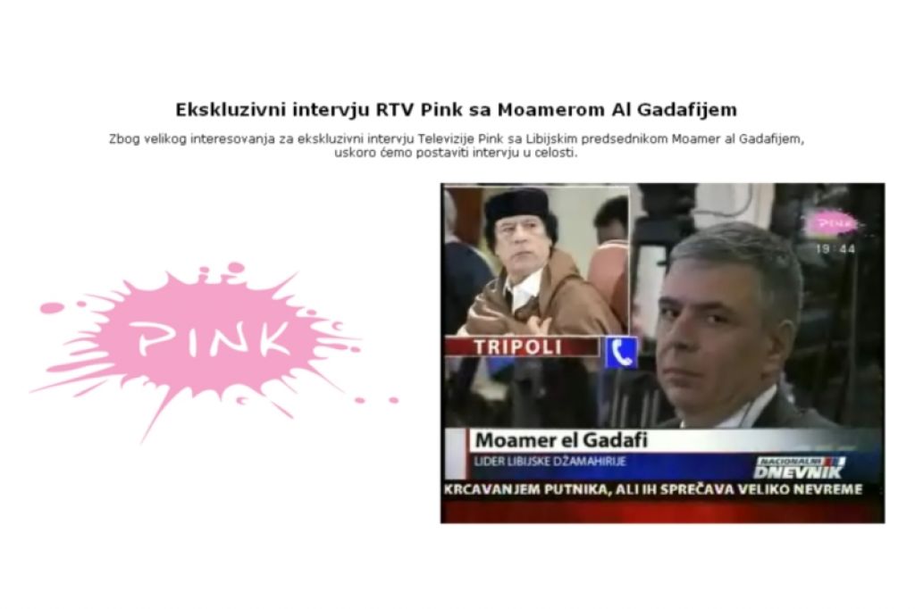 TV Pink edini dobil intervju z Gadafijem