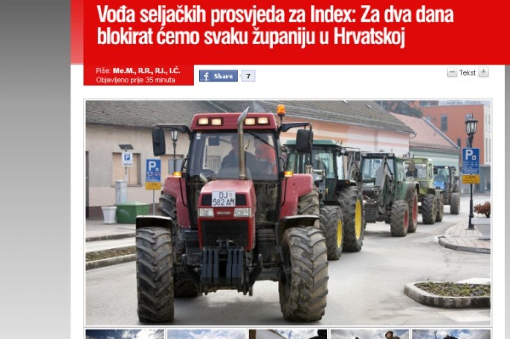 Nezadovoljni kmetje s traktorji na cesto
