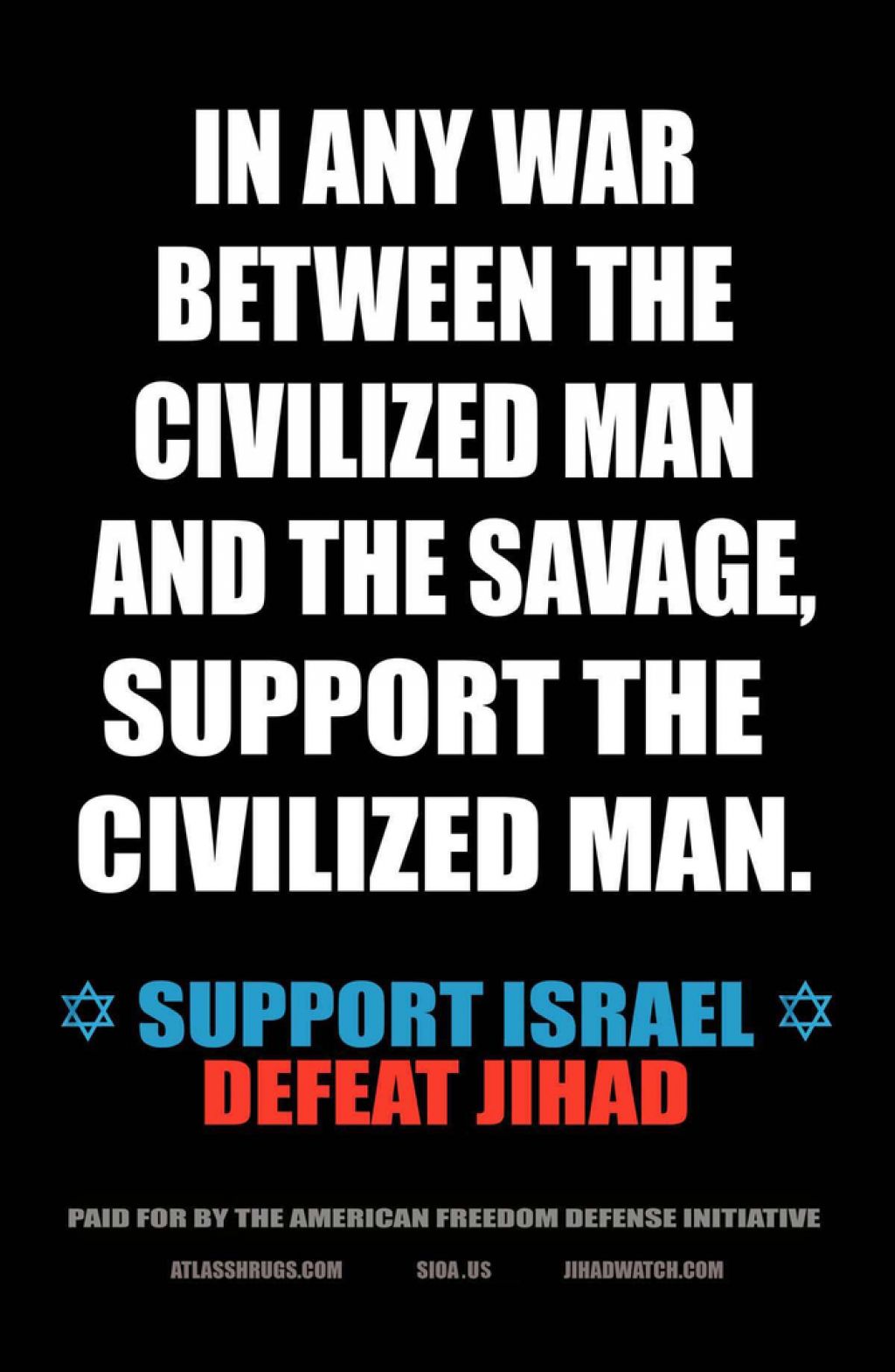 Sporen oglas v ZDA: »Podprite Izrael. Porazite džihad«