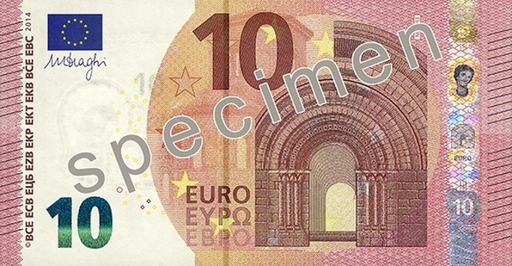 Znana podoba novega bankovca za 10 €