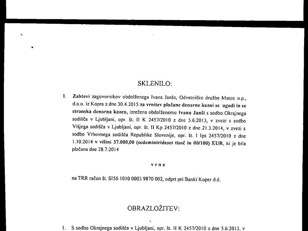 Sodišče bo Janši vrnilo 37.000 evrov kazni