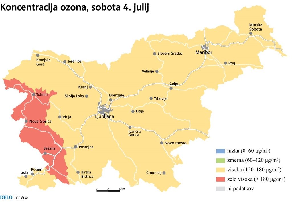 Vročinski val z visokimi koncentracijami ozona