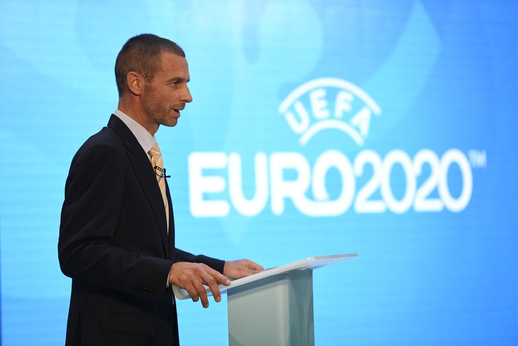 Čeferin v Londonu razkril logotip za euro 2020