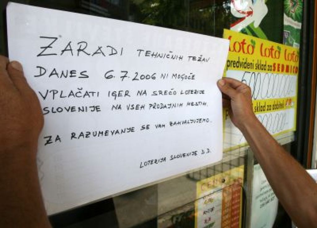 Zaprta prodajana mesta Loterije Slovenija