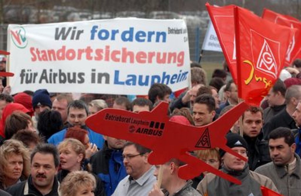 Protesti v Airbusovih obratih